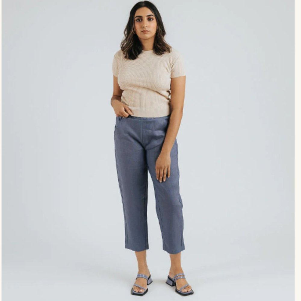 Darcy Linen Jogger in Cornflower blue